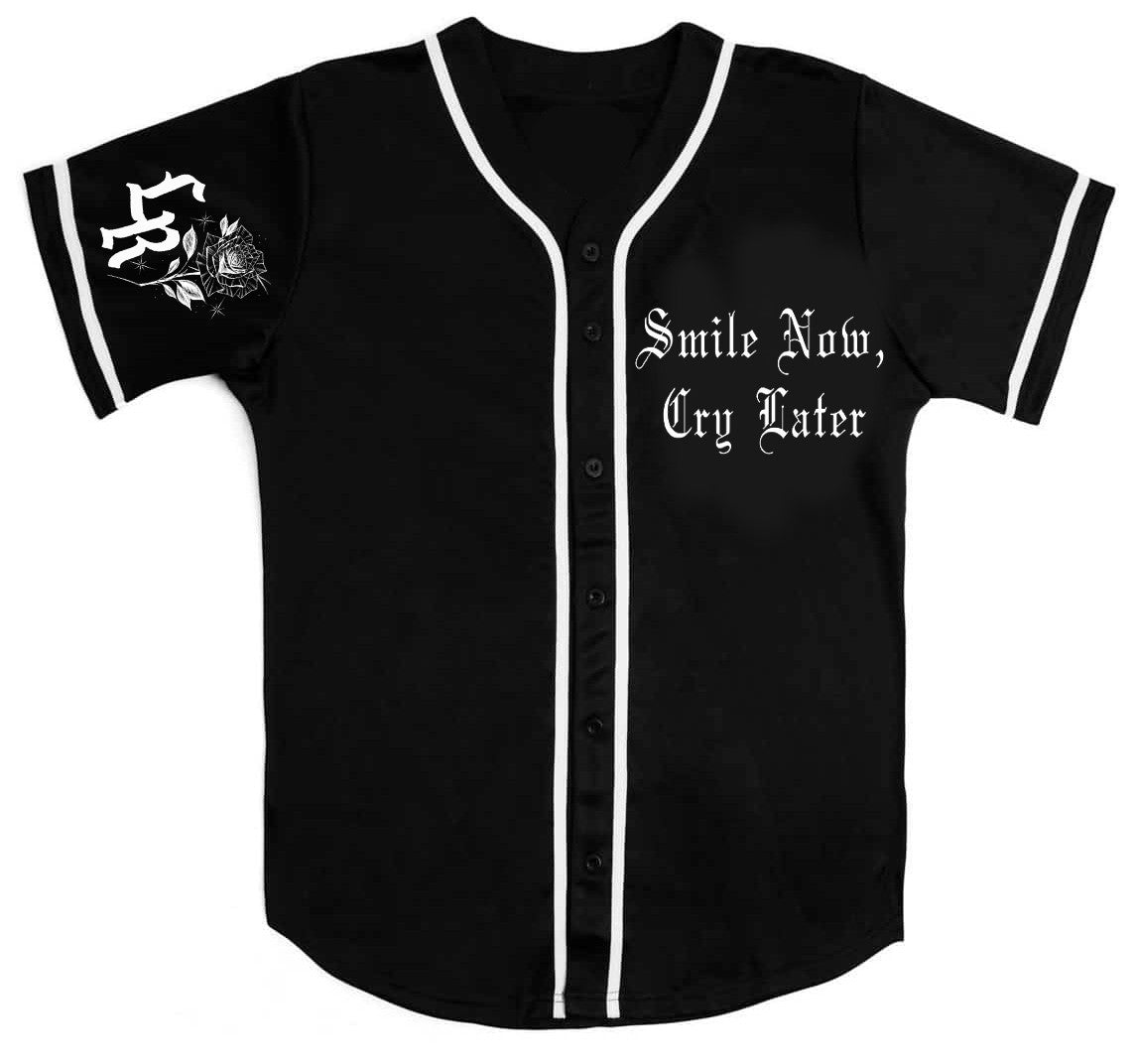 2 Live & Die' Cut & Sew Baseball Jersey (Black)