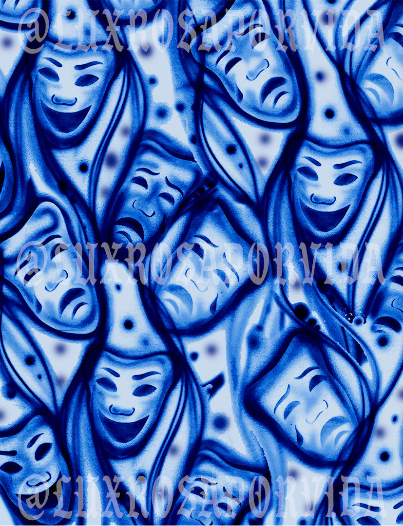Glamour Shotz 'OG SMILE NOW CRY LATER' Airbrushed Backdrop WHITE/BLUE (Extra Large)