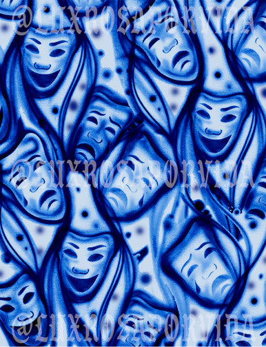 Glamour Shotz 'OG SMILE NOW CRY LATER' Airbrushed Backdrop WHITE/BLUE (Extra Large)