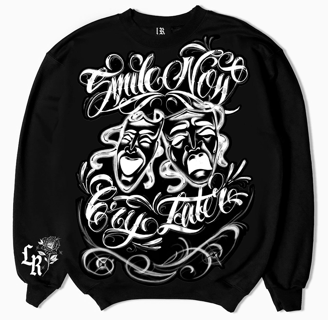 Smile Now, Cry Later' Airbrushed Crewneck (Black)