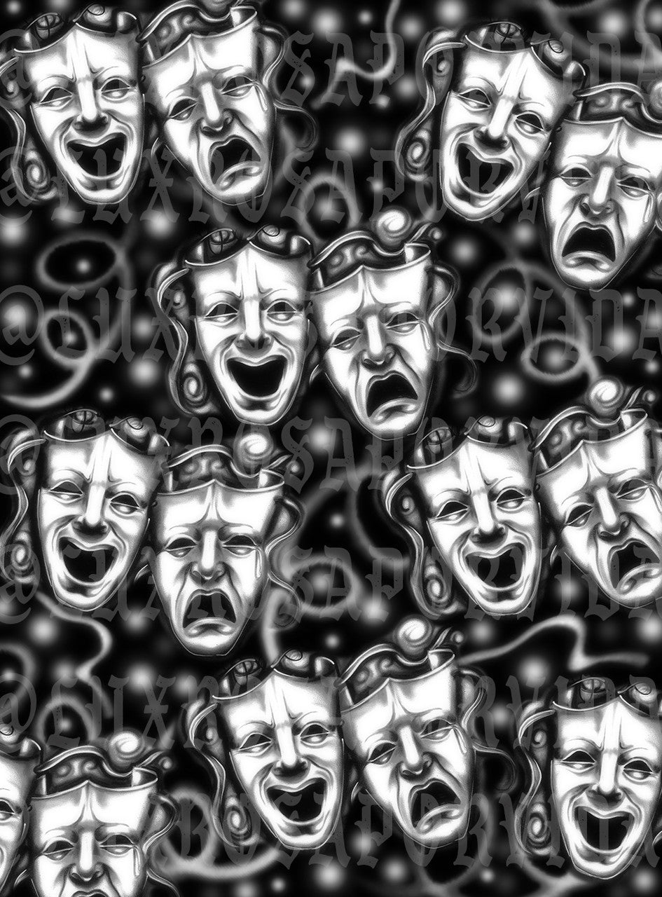 Glamour Shotz  Airbrushed 'Smile Together, Cry Together' Backdrop (BLACK) (Extra Large)