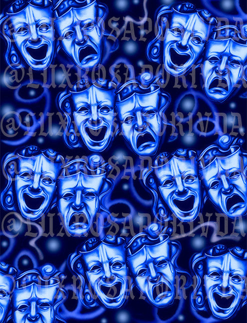 Glamour Shots Early 2000s Y2K 'Smile Together, Cry Together' Airbrush Backdrop 90s Style (BLUES) (Extra Large)