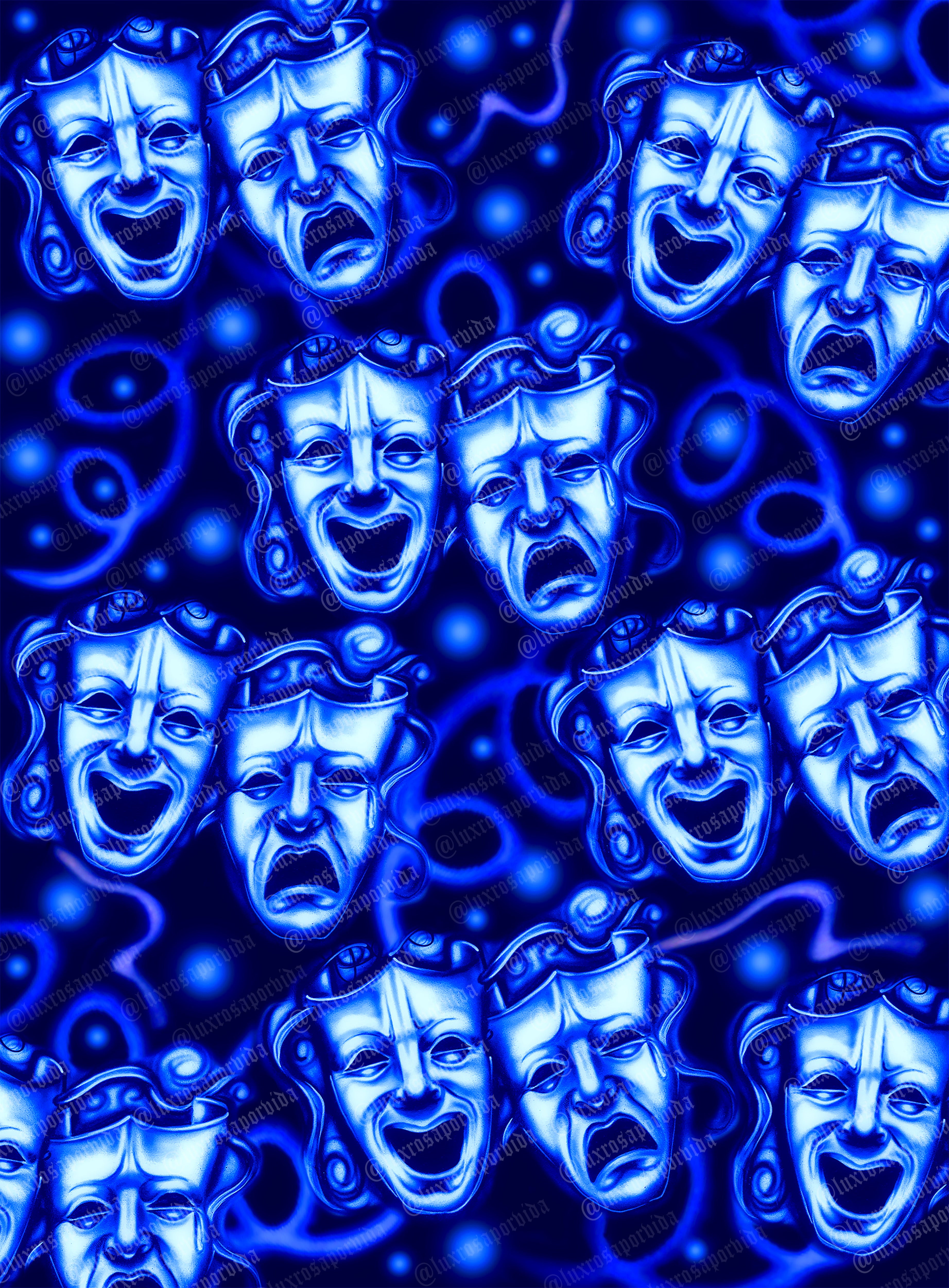 Airbrush Early 2000s Y2K 'Smile Together, Cry Together' Glamour Shots 90s Old School Backdrop 90s Style (BLUES) (Extra Large)