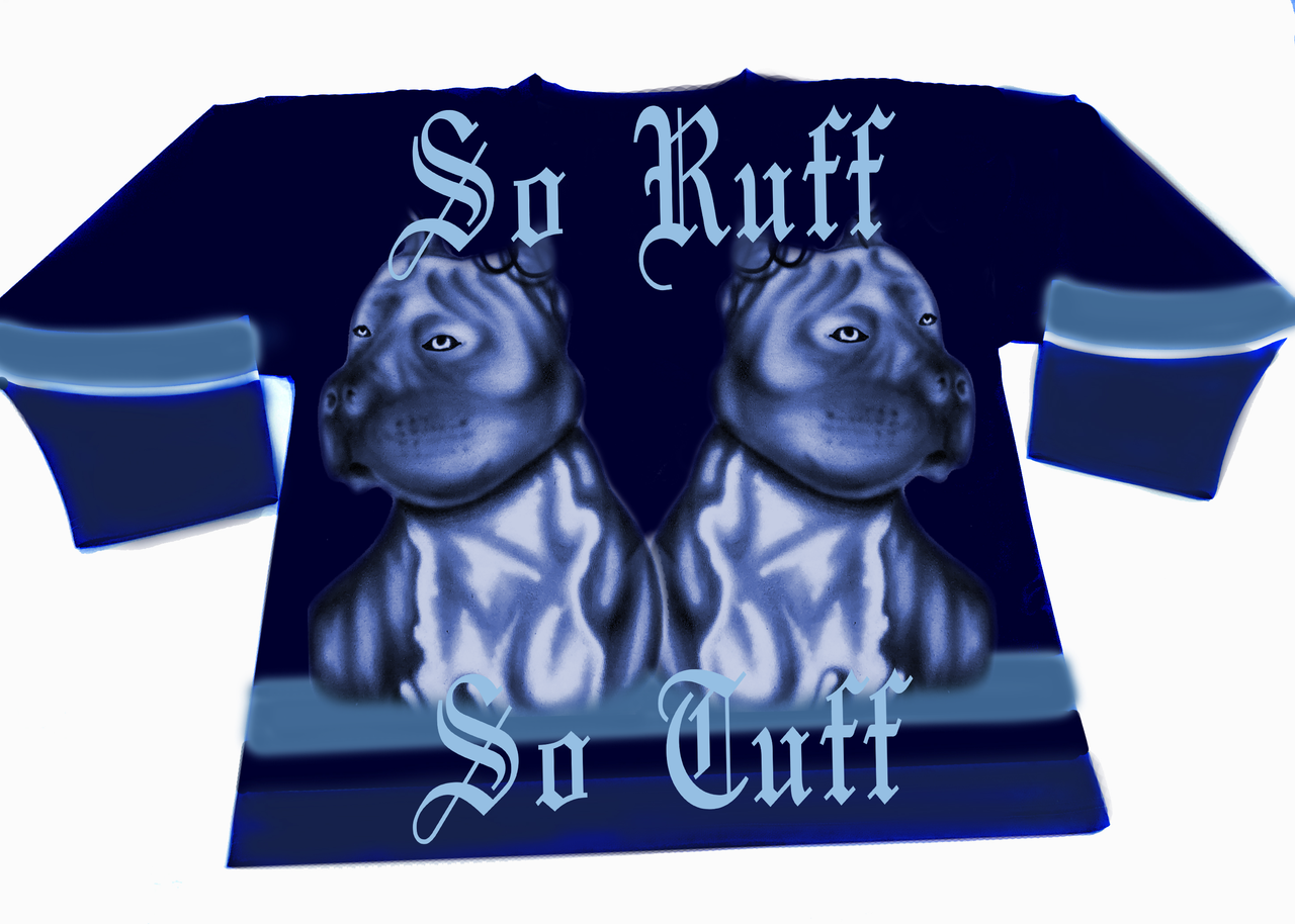 So Ruff, So Tuff' Airbrushed Cut & Sew Long Sleeve Hockey Jersey (Navy/Light Blue)
