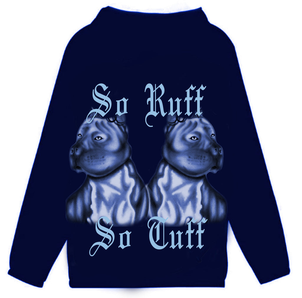 So Ruff, So Tuff' Airbrushed Cut & Sew Hooded Mesh Lined Windbreaker (NAVY/LIGHT BLUE)