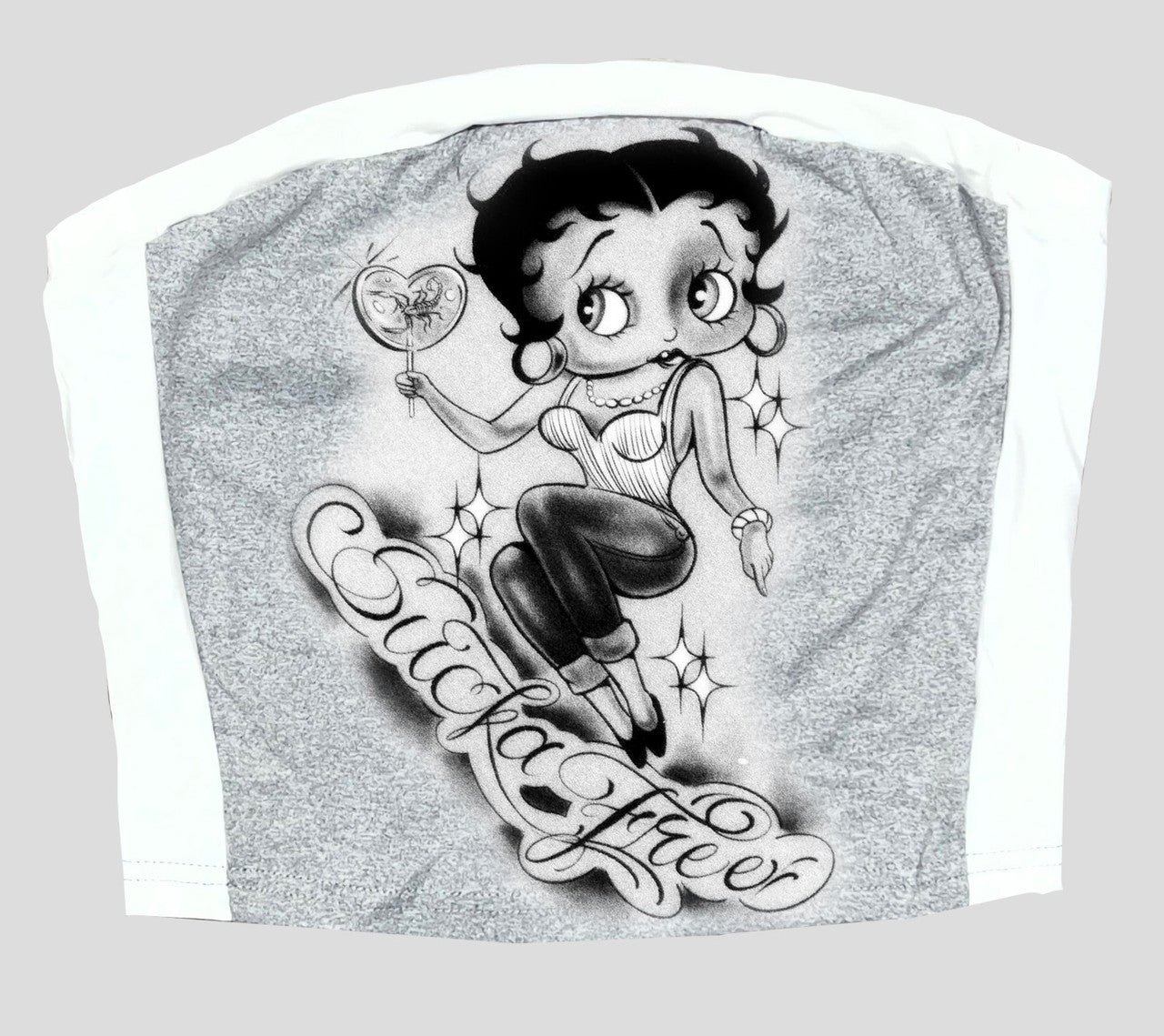 Limited Edition 'SUCKA FREE' Pen & Ink Tube Top (Grey/White Color Blocking)