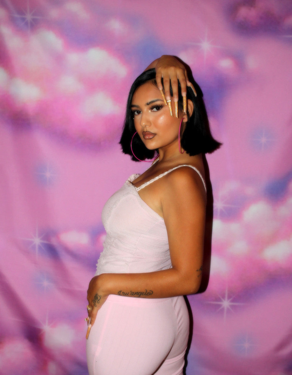 Glamour Shotz 'Sunshine On A Cloudy Day' Airbrushed Backdrop PINKS (Extra Large)