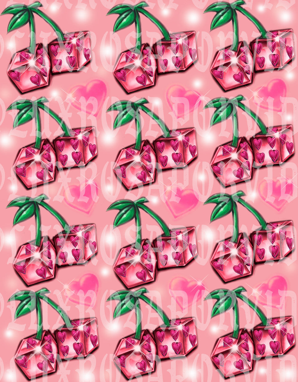 LIMITED EDITION Glamour Shotz  Airbrushed 'Sweet As Cherry Pie' Backdrop (Peach/Strawberry) (Extra Large)