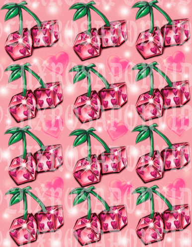 LIMITED EDITION Glamour Shotz  Airbrushed 'Sweet As Cherry Pie' Backdrop (Peach/Strawberry) (Extra Large)