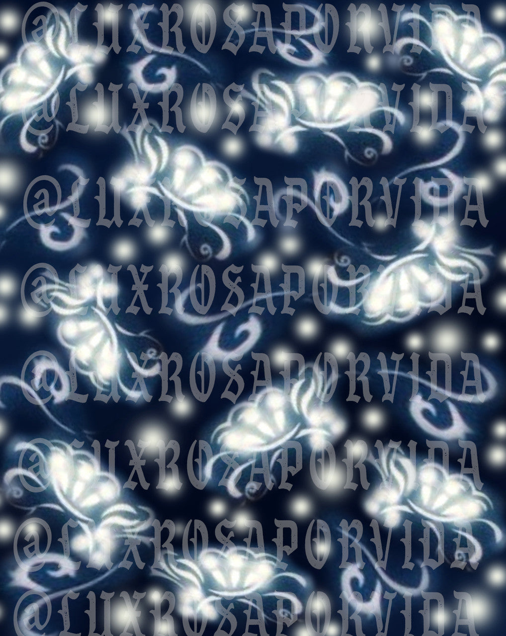 Early 2000s Y2K 'Reflections' Airbrush Glamour Shots 90s Backdrop (X-Large) DEEP BLUE