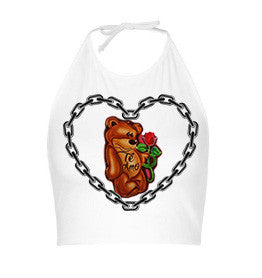 Te Amo 'Chained To Me Heart' Airbrushed Halter (White)