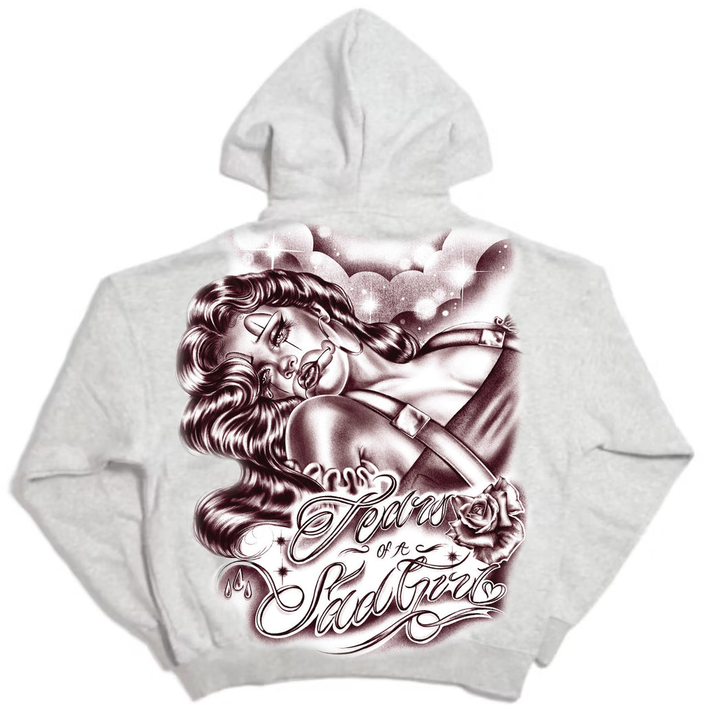 Limited Edition 'Tears Of A Sad Girl' Pullover Hoodie (Grey/Sepia)