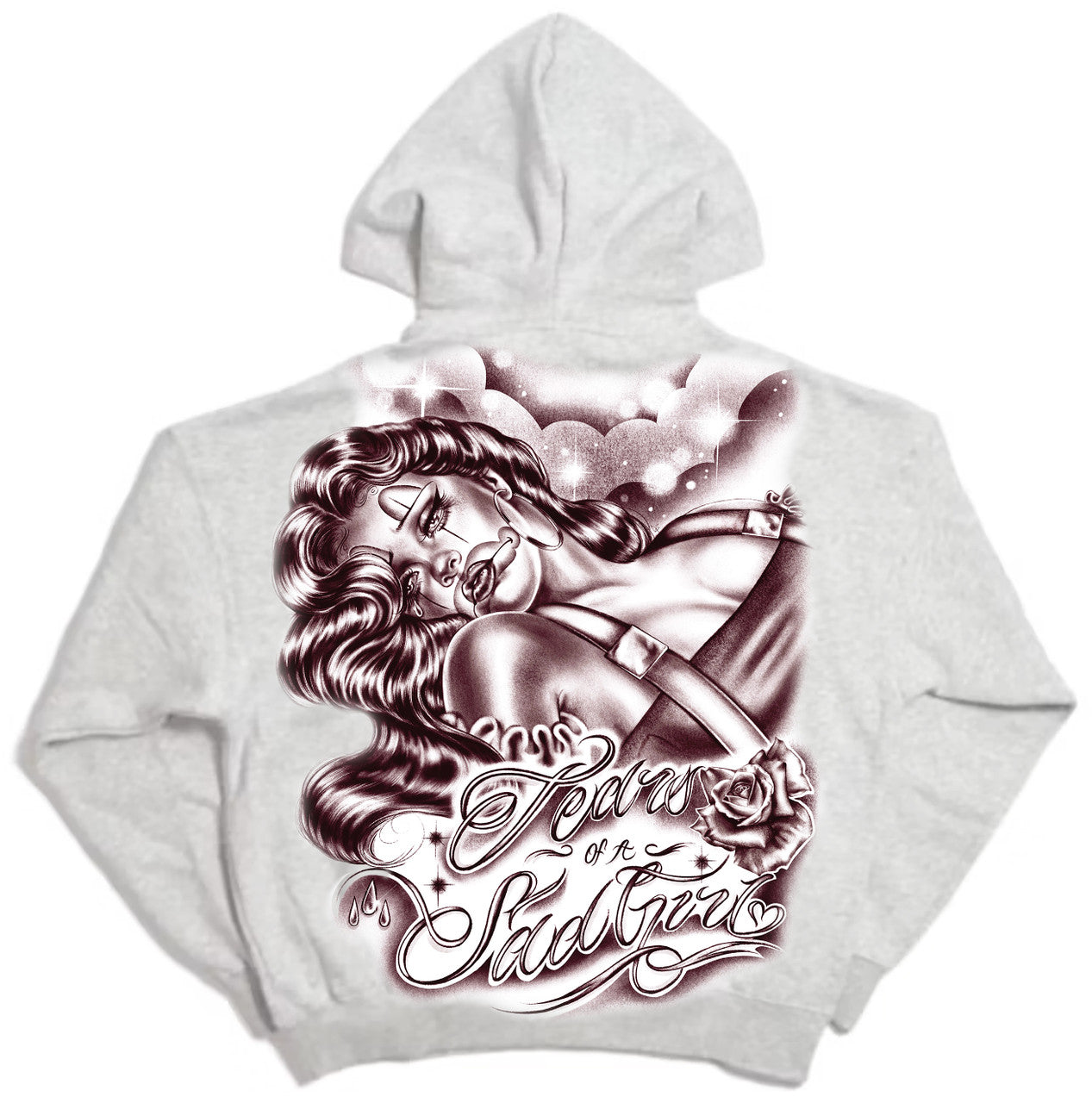 Limited Edition 'Tears Of A Sad Girl' Pullover Hoodie (Grey/Sepia)