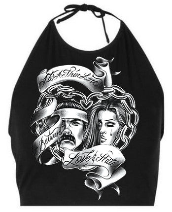 Thin Line Between Love & Hate Halter Tank (Black)