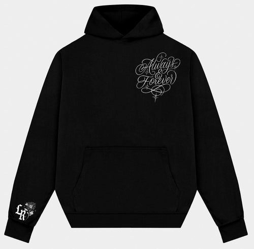 'ALWAYS THINKING OF YOU' Pen & Ink Premium Fleece Pullover Hoodie (Black)