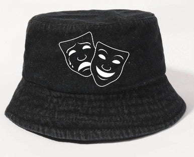 Lux Rosa 'Joy & Pain' Embroidered Denim Bucket Hat (Black)