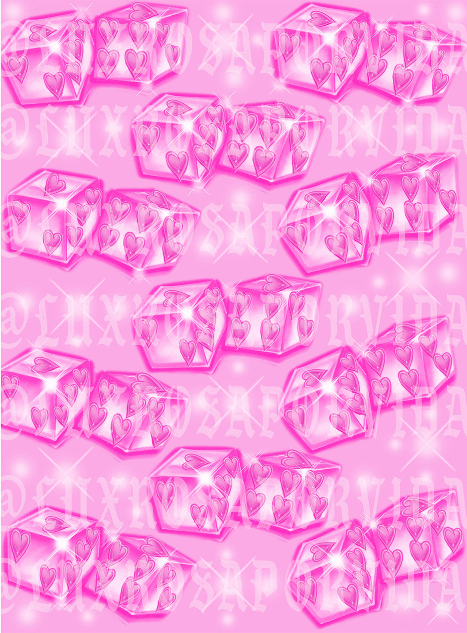 Glamour Shotz 'TWO OF HEARTS' Airbrushed Dice Backdrop (X-Large) BRATZ PINK