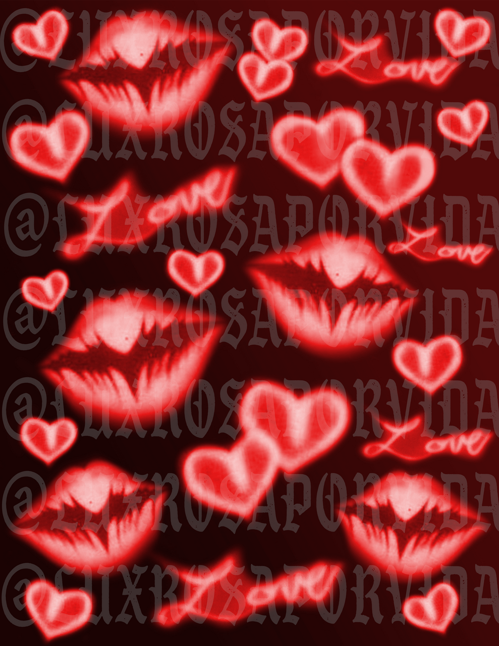 Glamour Shotz  Airbrushed 'Two Lovers' Backdrop (RED) (Extra Large)