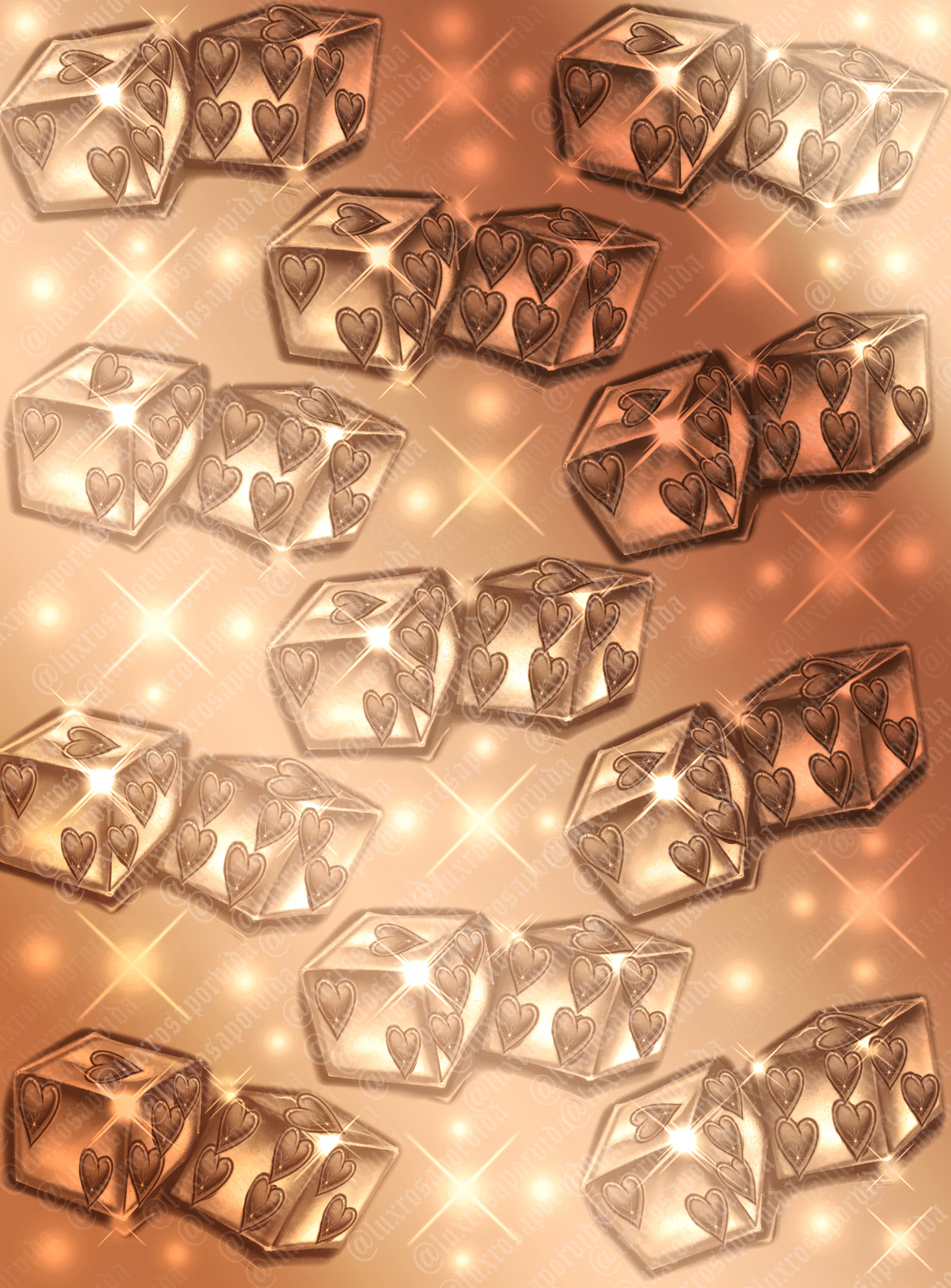 Y2K Early 2000s 'TWO OF HEARTS' Dice Hearts Airbrush 90s Star Shots Backdrop (X-Large) BROWN OMBRÉ