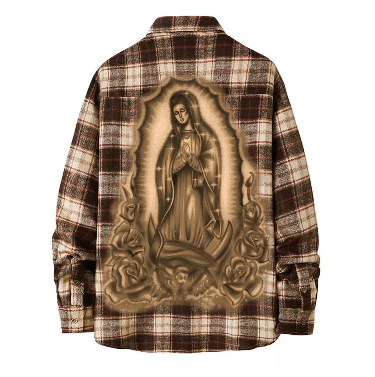 Limited Edition 'OUR LADY' Airbrushed Cut & Sew Flannel (Brown)