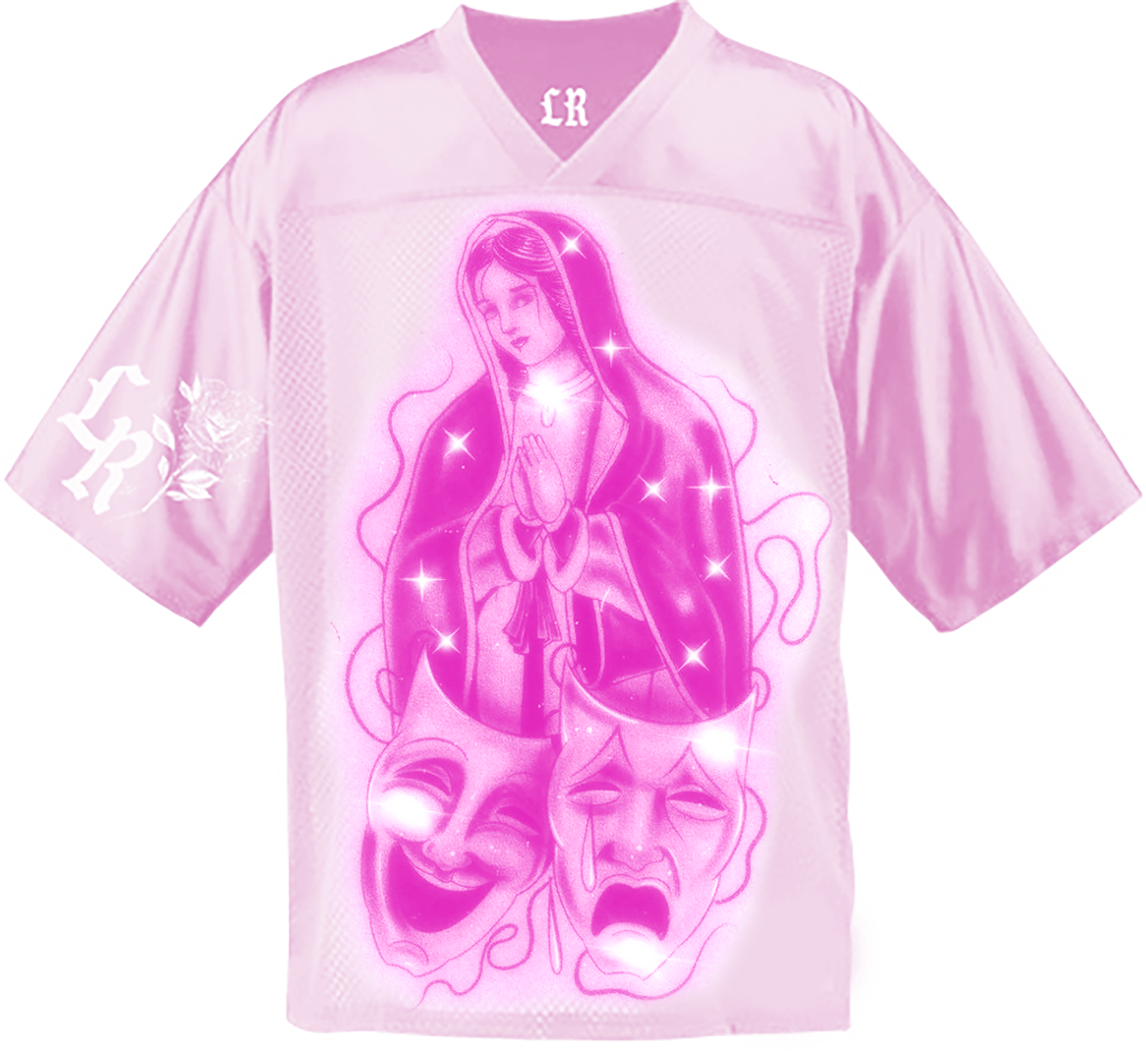 Ultra Premium 'Blessings & Protections' Pen & Ink Cut & Sew Short Sleeve Football Jersey (Bubblegum Pink/Hot Pink)