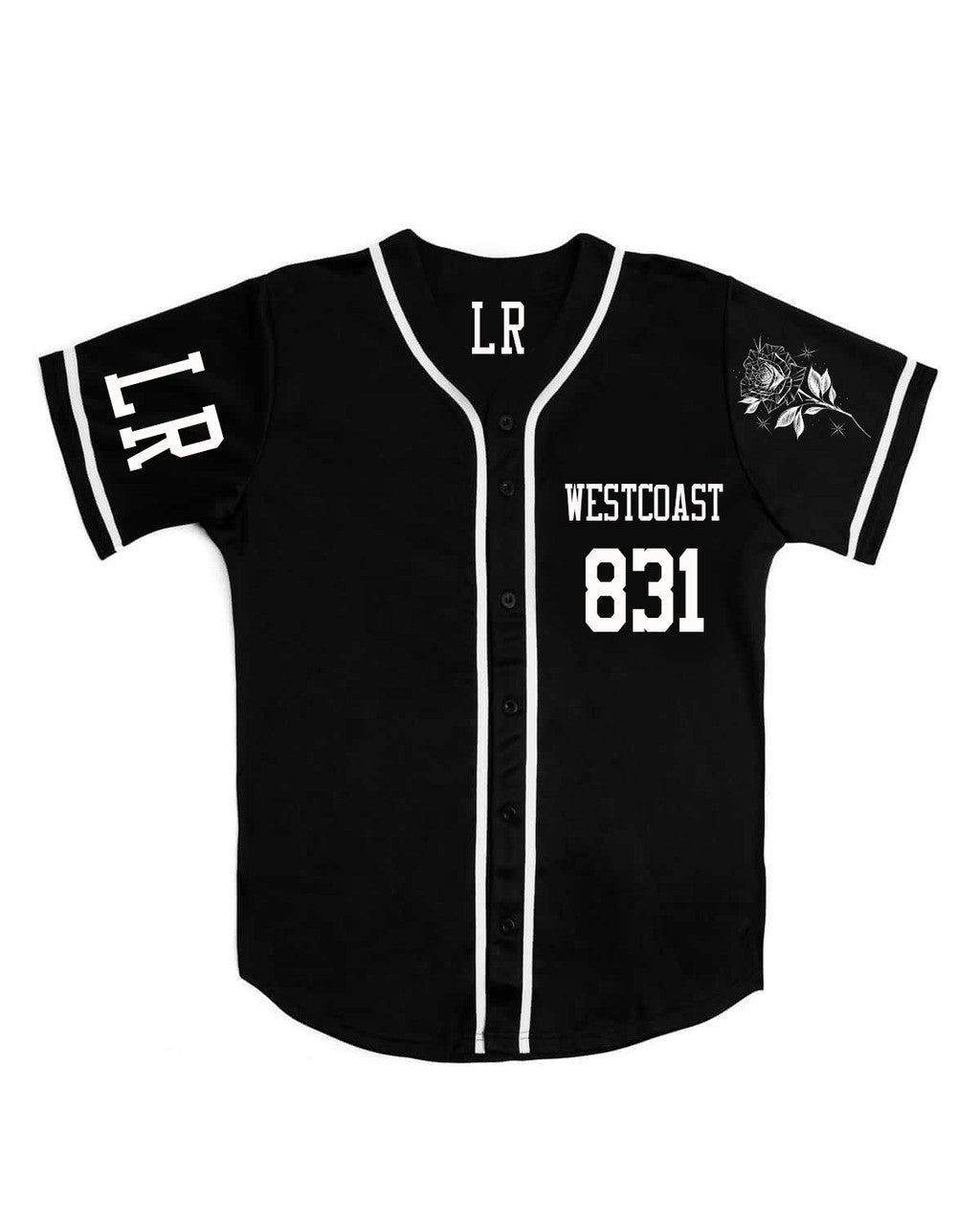 LR 'WESTCOAST ROSAS' Cut & Sew Baseball Jersey (Black)