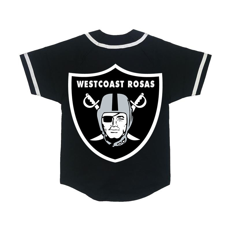 LR 'WESTCOAST ROSAS' Cut & Sew Baseball Jersey (Black)