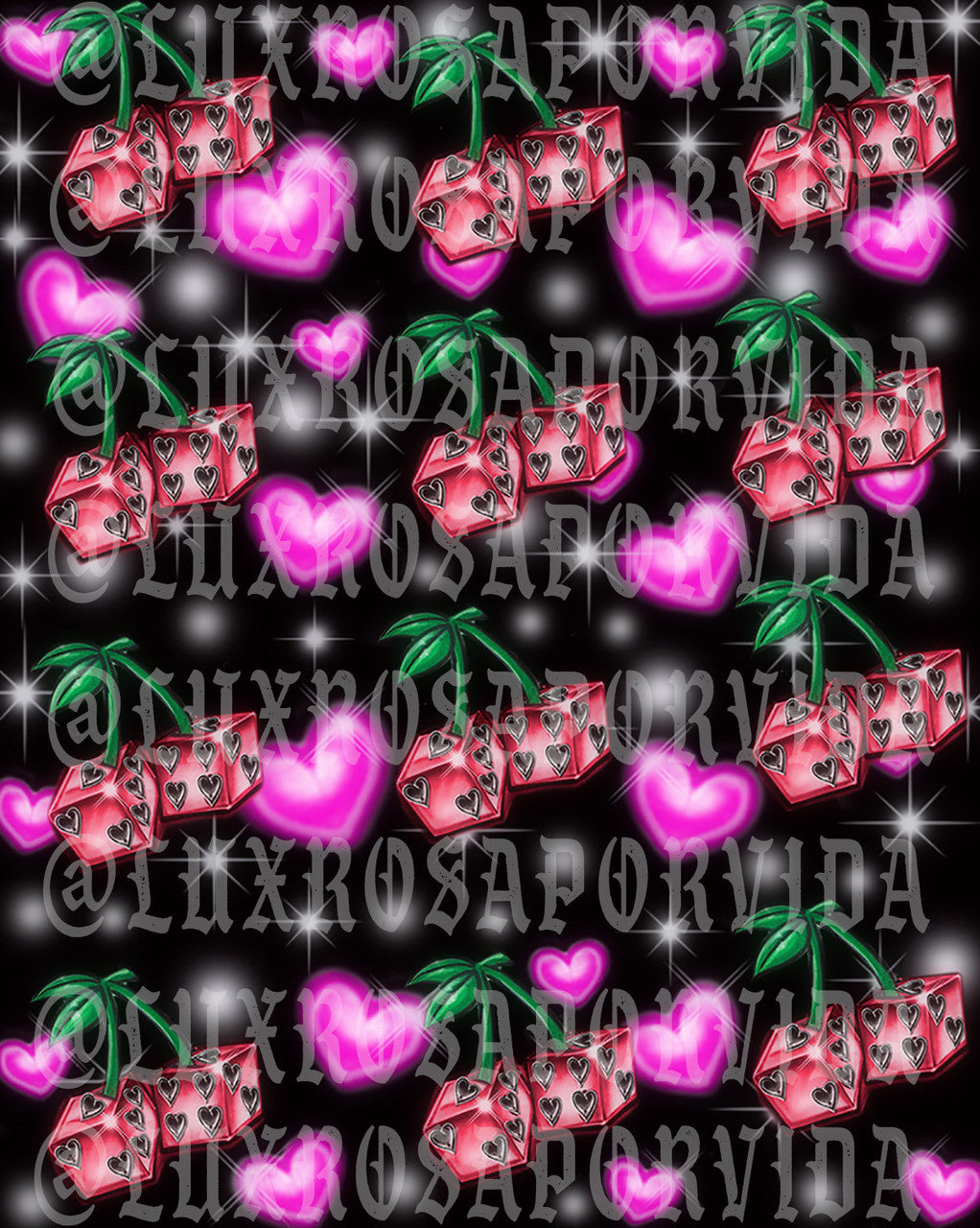LIMITED EDITION Glamour Shotz  Airbrushed 'Wild Cherry' Backdrop (Blk/Pink/Red) (Extra Large)