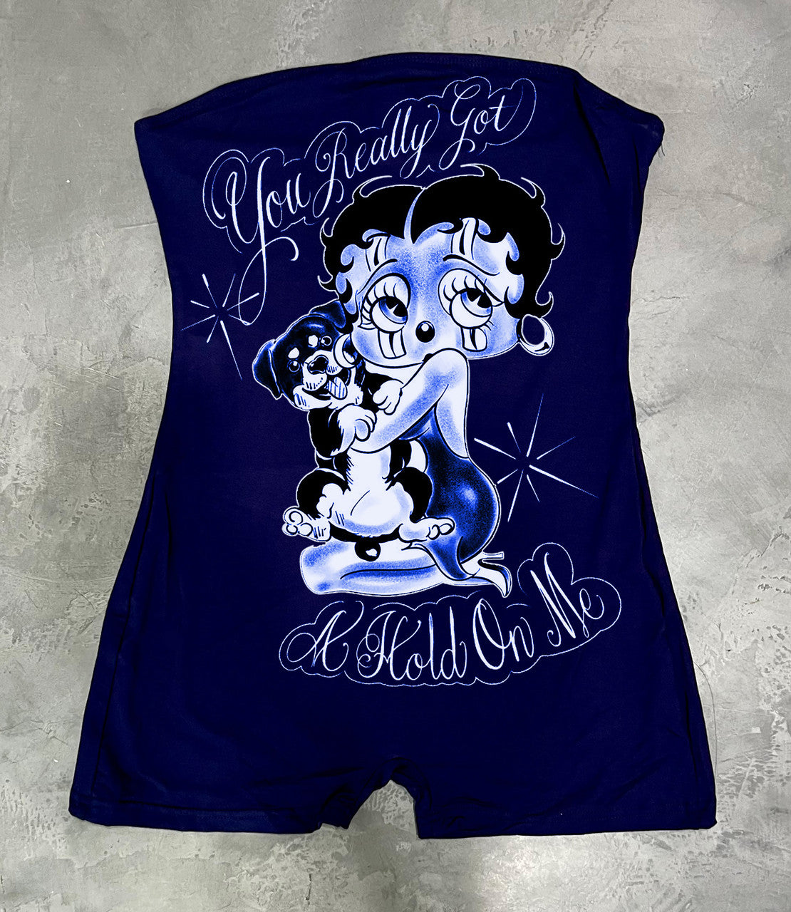 LIMITED EDITION 'YOU REALLY GOT A HOLD ON ME' ONE PIECE TUBE TOP ROMPER (NAVY)